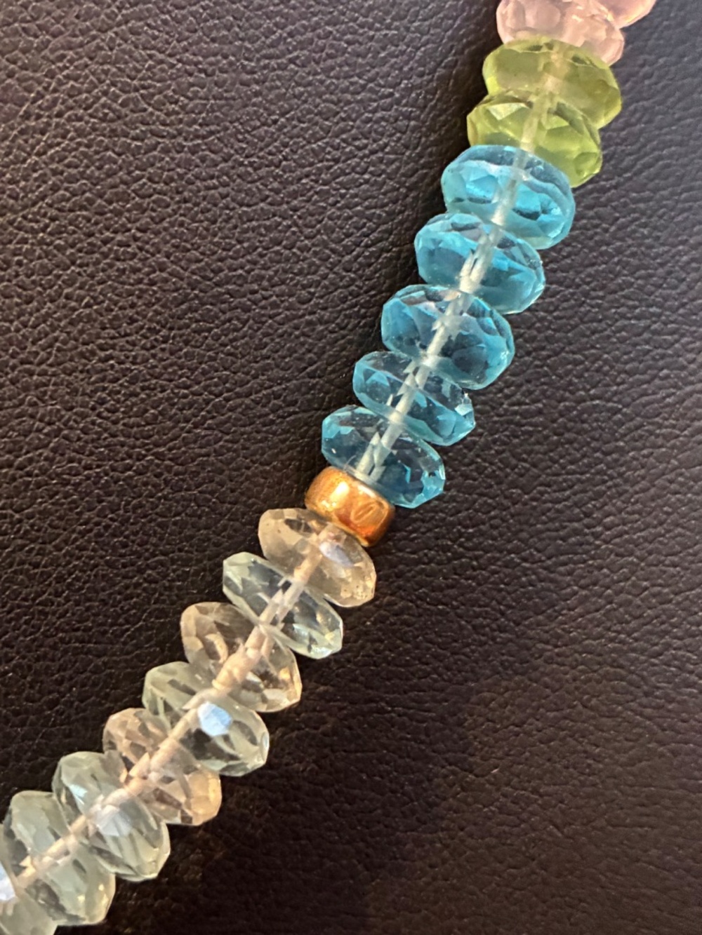 Laguna Necklace with Multicolor Glass and Gold Beads - Picture 3 of 5